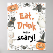 Leuke Halloween Ghost Eat Drink Wees Enge Partij T Poster (Voorkant)