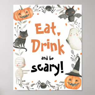 Leuke Halloween Ghost Eat Drink Wees Enge Partij T Poster