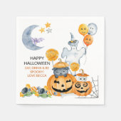 Leuke Halloween Ghost en Jack o Lantaarn Pompoen Servet (Voorkant)