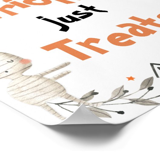 Leuke Halloween Ghost Geen Tricks Alleen Treats Te Poster (Hoek)