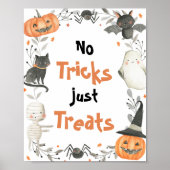 Leuke Halloween Ghost Geen Tricks Alleen Treats Te Poster (Voorkant)