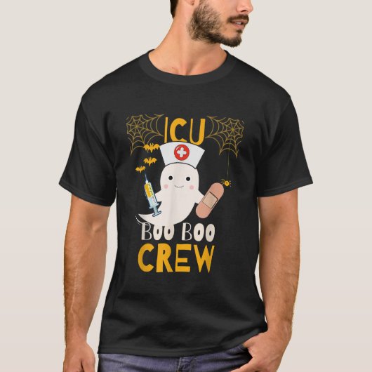 Leuke Halloween Ghost ICU Boo Boo Crew Verpleegste T-shirt (Voorkant)