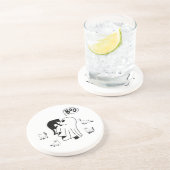 Leuke Halloween Ghost Kat Mam Met schattig Zwart C Zandsteen Onderzetter (Zijkant)