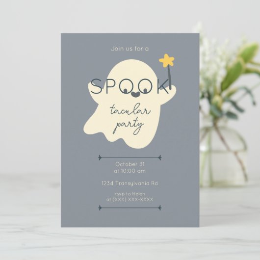 Leuke Halloween Ghost Party uitnodiging (Staand voorkant)