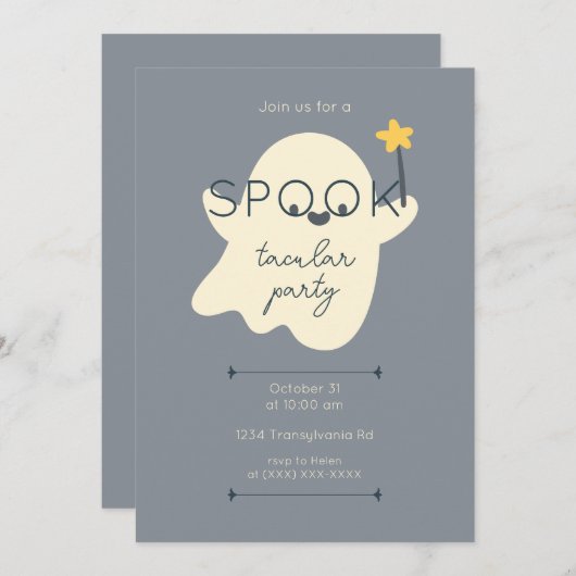 Leuke Halloween Ghost Party uitnodiging (Voorkant / Achterkant)