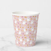 Leuke Halloween Ghost Pattern Roze Papier Cup Papieren Bekers (Rechts)