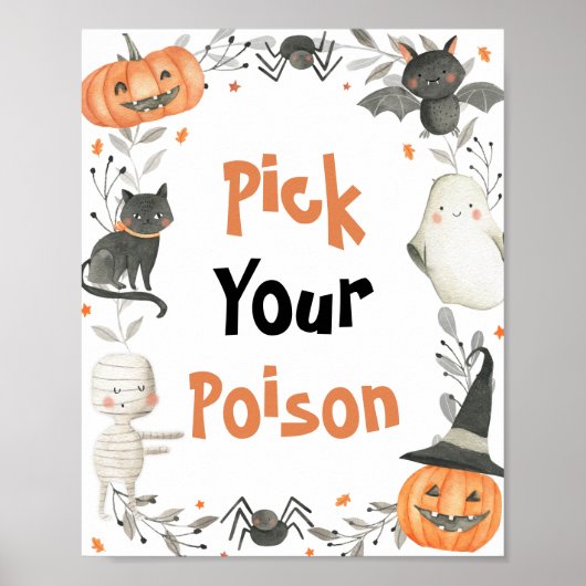Leuke Halloween Ghost Pick Your Poison Drinken Tek Poster (Voorkant)