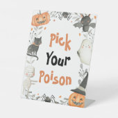 Leuke Halloween Ghost Pick Your Poison Drinken Tek Reclamebord Met Voetstuk (Voorkant)