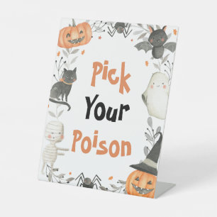Leuke Halloween Ghost Pick Your Poison Drinken Tek Reclamebord Met Voetstuk