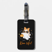 Leuke Halloween Ghost Pumpkin Spice Gepersonalisee Bagagelabel (Achterkant verticaal)