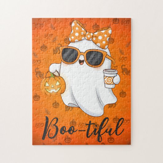 Leuke Halloween Ghost Pumpkin Spice Gepersonalisee Legpuzzel (Verticaal)