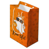 Leuke Halloween Ghost Pumpkin Spice Gepersonalisee Medium Cadeauzakje (Voorkant Gekanteld)