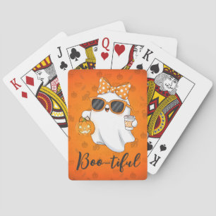 Leuke Halloween Ghost Pumpkin Spice Gepersonalisee Pokerkaarten