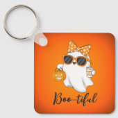 Leuke Halloween Ghost Pumpkin Spice Gepersonalisee Sleutelhanger (Voorkant)