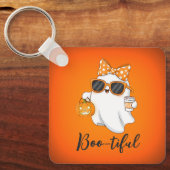Leuke Halloween Ghost Pumpkin Spice Gepersonalisee Sleutelhanger (Voorkant)