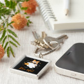 Leuke Halloween Ghost Pumpkin Spice Gepersonalisee Sleutelhanger (Zijkant)
