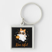 Leuke Halloween Ghost Pumpkin Spice Gepersonalisee Sleutelhanger (Voorkant)