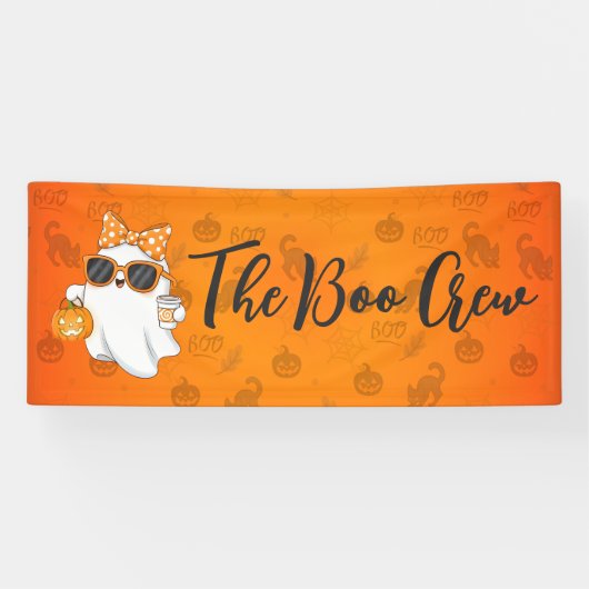 Leuke Halloween Ghost Pumpkin Spice Gepersonalisee Spandoek (Horizontaal)