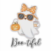 Leuke Halloween Ghost Pumpkin Spice Gepersonalisee Sticker (Voorkant)