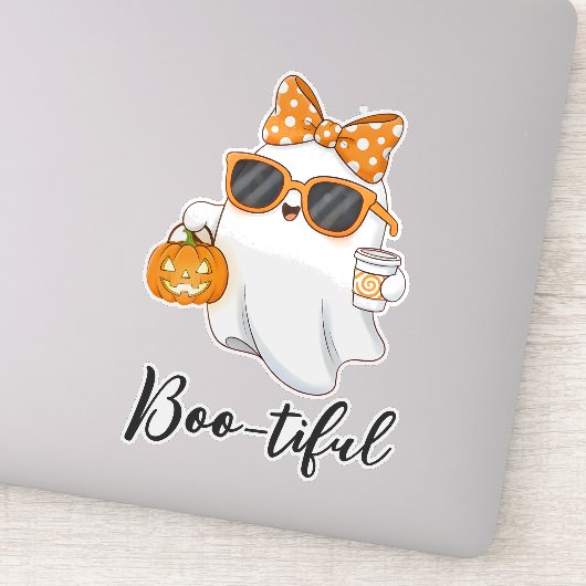 Leuke Halloween Ghost Pumpkin Spice Gepersonalisee Sticker (Detail)