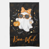 Leuke Halloween Ghost Pumpkin Spice Gepersonalisee Theedoek (Verticaal)
