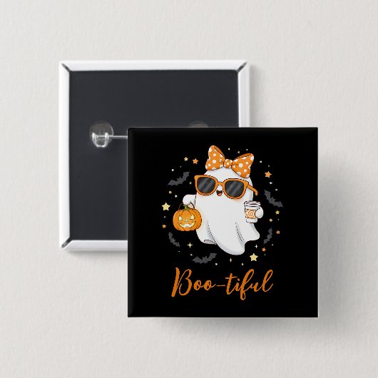 Leuke Halloween Ghost Pumpkin Spice Gepersonalisee Vierkante Button 5,1 Cm (Voorkant /achterkant)