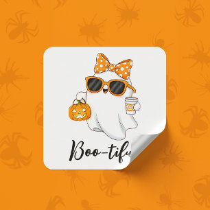 Leuke Halloween Ghost Pumpkin Spice Gepersonalisee Vierkante Sticker