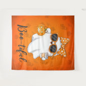 Leuke Halloween Ghost Pumpkin Spice Gepersonalisee Wandkleed (Voorkant (horizontaal))