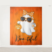 Leuke Halloween Ghost Pumpkin Spice Gepersonalisee Wandkleed (Voorkant)