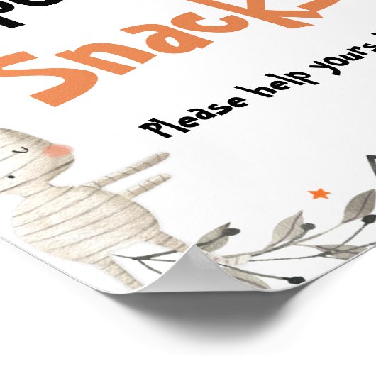 Leuke Halloween Ghost Pumpkin Spooky Snacks Teken Poster (Hoek)