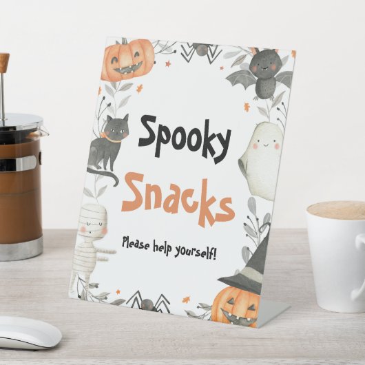 Leuke Halloween Ghost Pumpkin Spooky Snacks Teken Reclamebord Met Voetstuk (Insitu)