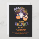 Leuke Halloween Ghost & Pumpkin zwart feest Kaart (Voorkant)