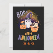 Leuke Halloween Ghost & Pumpkin zwart feest Kaart (Achterkant)