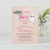 Leuke Halloween Ghost Roze Meisje Baby shower Kaart (Staand voorkant)