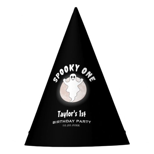 Leuke Halloween Ghost Spooky Een Eerste 1e Verjaar Feesthoedjes (Voorkant)