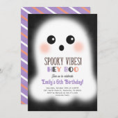 Leuke Halloween Ghost Verjaardagsfeestuitnodiging Kaart (Voorkant / Achterkant)