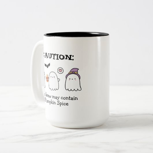 Leuke Halloween Ghosts Spider Pumpkin Spice Custom Tweekleurige Koffiemok (Voorkant links)