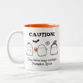Leuke Halloween Ghosts Spider Pumpkin Spice Custom Tweekleurige Koffiemok (Links)