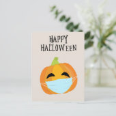 Leuke Halloween grappig pompoengezicht masker 2020 Briefkaart (Staand voorkant)