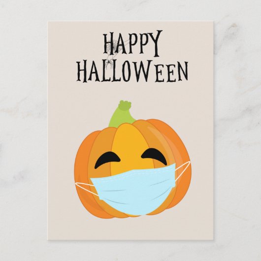 Leuke Halloween grappig pompoengezicht masker 2020 Briefkaart (Voorkant)