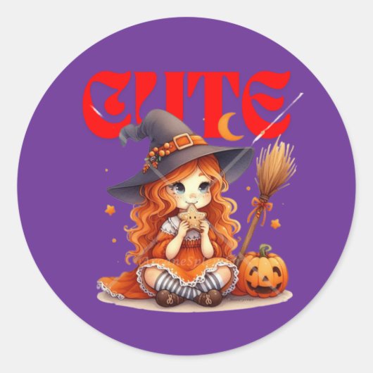 Leuke Halloween Heks Sticker (Voorkant)