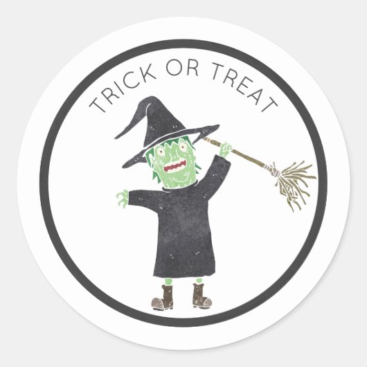 Leuke Halloween Heks Trick-or-Treat Sticker (Voorkant)