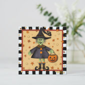 Leuke Halloween Heksentruc of Treater Inspirivity Feestdagenkaart (Staand voorkant)