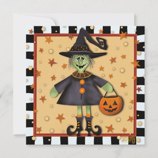 Leuke Halloween Heksentruc of Treater Inspirivity Feestdagenkaart (Voorkant)