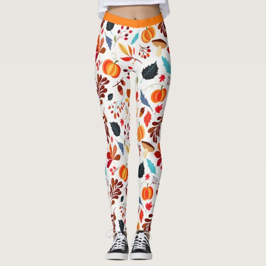 Leuke Halloween Herfst Pompoen Patroon Yoga Leggings (Voorkant)