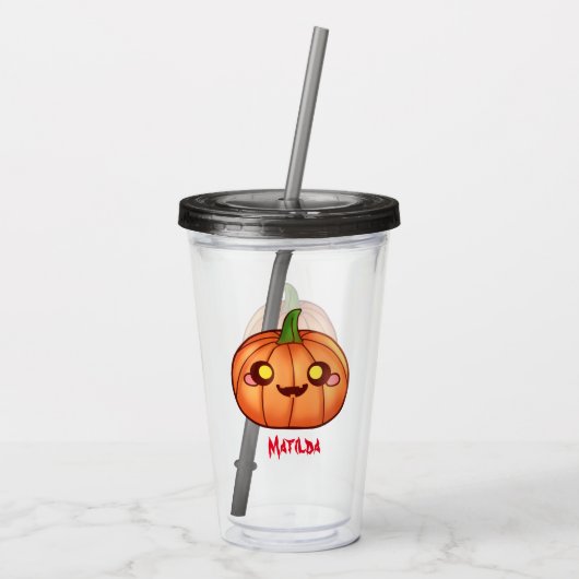Leuke Halloween Jack O Lantern Acryl Drinkbeker (Achterkant)