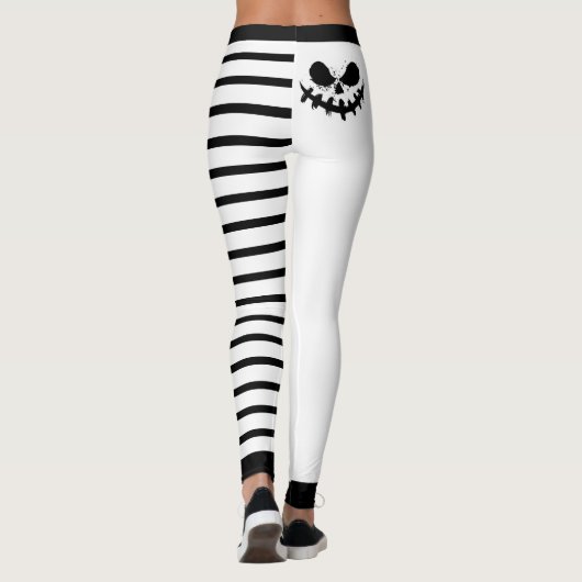 Leuke Halloween Jack-O-Lantern Gezichten en Strepe Leggings (Achterkant)