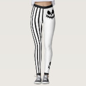 Leuke Halloween Jack-O-Lantern Gezichten en Strepe Leggings (Voorkant)