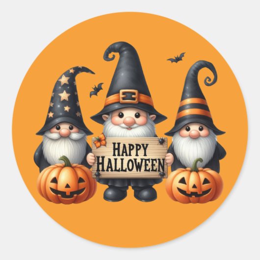 Leuke Halloween kabouters Ronde Sticker (Voorkant)