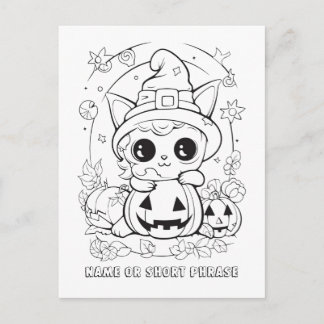 Leuke Halloween Kat kleur je eigen Briefkaart